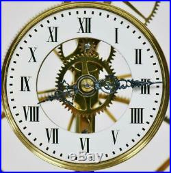 Rare Vintage Sinclair Harding & Co Great Wheel Skeleton Clock Under Glass Case