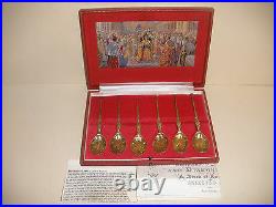 Rare Vintage Sterling Silver English Coronation Anointing 6 Spoon set S. J Rose