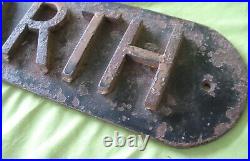 Rare original antique vintage cast iron AYESGARTH Village Town Road Sign