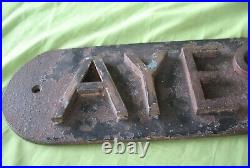 Rare original antique vintage cast iron AYESGARTH Village Town Road Sign