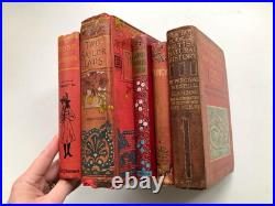 Red Vintage Books Bundle Of 5 With Pretty Covers And Spines Old Antique Book