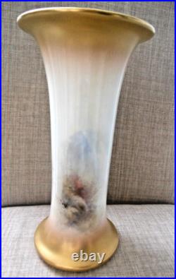 Royal Worcester Antique Vintage Trumpet shape Vase Harry Stinton Highland Cattle