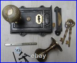 Rustic Old English Vintage Victorian Bedroom Rim Door Knob Handle Latch Set