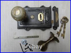 Rustic Old English Vintage Victorian Bedroom Rim Door Knob Handle Latch Set