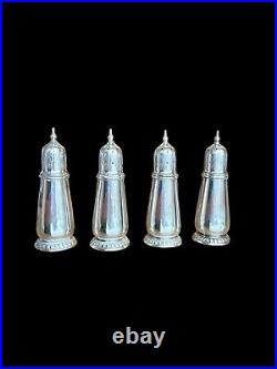 Set Of 4 Antique Vintage Sterling Silver Sugar Shakers Probably English Marked