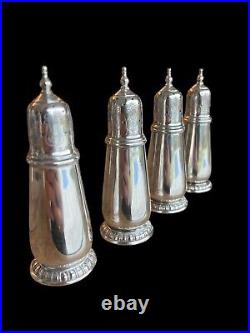 Set Of 4 Antique Vintage Sterling Silver Sugar Shakers Probably English Marked