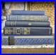 Set Of 5 Blue & Gold Antique Vintage Books Ornate Late 1800s 1940s Decor