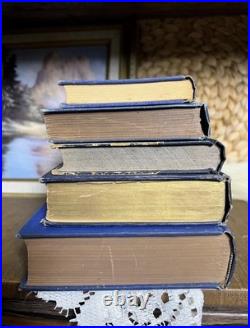 Set Of 5 Blue & Gold Antique Vintage Books Ornate Late 1800s 1940s Decor Set Of 5 Blue & Gold Antique Vintage Books Ornate Late 1800s 1940s Decor