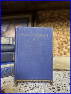 Set Of 5 Blue & Gold Antique Vintage Books Ornate Late 1800s 1940s Decor