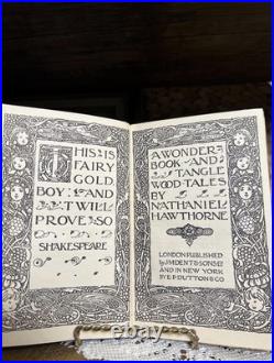 Set Of 5 Blue & Gold Antique Vintage Books Ornate Late 1800s 1940s Decor