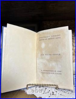 Set Of 5 Blue & Gold Antique Vintage Books Ornate Late 1800s 1940s Decor