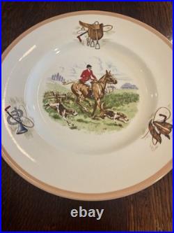 Set Of 8 Antique Vintage Ambassador Ware England English Hunting Scene 9 Plates