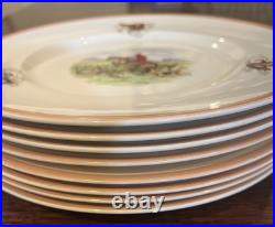 Set Of 8 Antique Vintage Ambassador Ware England English Hunting Scene 9 Plates