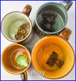Set of 4 Antique & Vintage English Frog Inside Mugs Pub Ware BS8