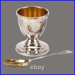 Silver, Christening Set Egg Cup and Spoon, Vintage English, by J Baum & Co