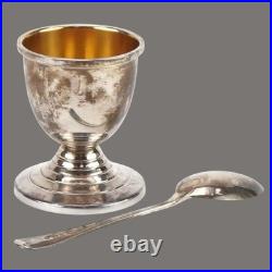 Silver, Christening Set Egg Cup and Spoon, Vintage English, by J Baum & Co