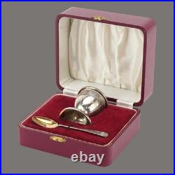 Silver, Christening Set Egg Cup and Spoon, Vintage English, by J Baum & Co