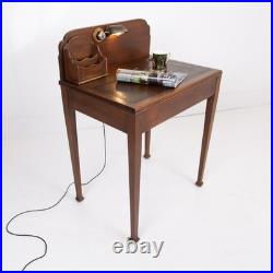 Small Vintage English Desk With Bankers Lamp 1920s