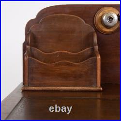 Small Vintage English Desk With Bankers Lamp 1920s