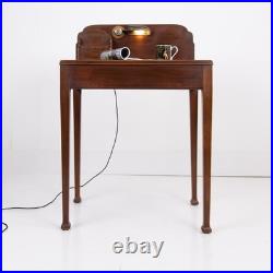 Small Vintage English Desk With Bankers Lamp 1920s