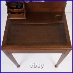 Small Vintage English Desk With Bankers Lamp 1920s