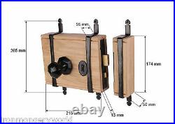 Solid Oak 5 Lever British Standard Rim Door Lock + Cast Iron Octagonal Knobs Set