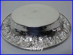 Stunning Antique Tounton Vintage English Silver Plate Bowl, Repousse Rim