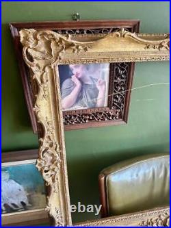 Stunning Ornate Swept Pierced Gilt Picture Frame 29x21 Rebate Vintage Antique