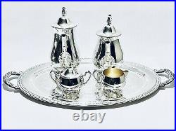 Stunning Vintage Set of Five Oneida English Tea Set Silver Plated