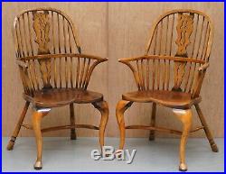 Suite Of Eight Vintage English Windsor Dining Chairs Including Two Armchairs 8
