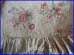 Superb Vintage Durham Sanderson Chintz Double Bedspread Quilt Floral Roses
