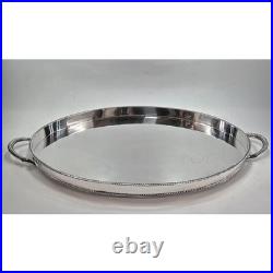 Superb vintage English large silver plated chased butler twin handle oval tray