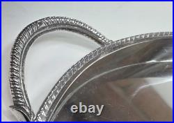 Superb vintage English large silver plated chased butler twin handle oval tray