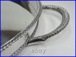 Superb vintage English large silver plated chased butler twin handle oval tray