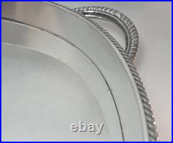 Superb vintage English large silver plated chased butler twin handle oval tray