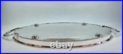 Superb vintage English large silver plated chased butler twin handle oval tray