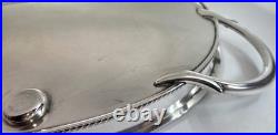 Superb vintage English large silver plated chased butler twin handle oval tray