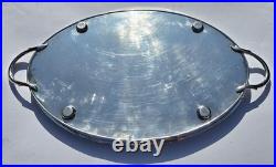 Superb vintage English large silver plated chased butler twin handle oval tray