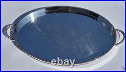 Superb vintage English large silver plated chased butler twin handle oval tray