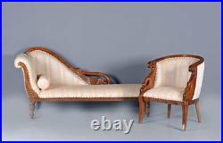 Swan sofa vintage chaise longue English style recamier empire Mahogany wood new