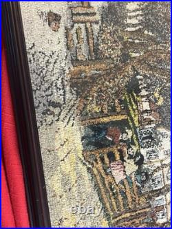 TAPESTRY Rug Textile Framed Country Cottage FARM Village Vintage English Antique