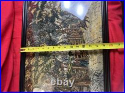 TAPESTRY Rug Textile Framed Country Cottage FARM Village Vintage English Antique