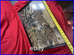 TAPESTRY Rug Textile Framed Country Cottage FARM Village Vintage English Antique