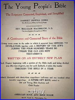 THE YOUNG PEOPLES BIBLE Scriptures 1900 ANTIQUE BOOK Harriet Newell Jones VTG