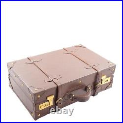 TRUNK Antique Vintage Travel Suitcase English Steamer Case Leather Brown Tan