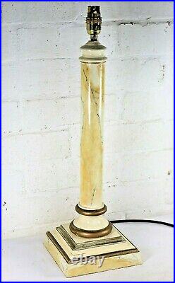 Table Lamp Vintage English Marble Large Wooden Hand Painted By Lakeland Lighting