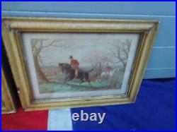 Tally Ho Two Antique Vintage Framed Print English Fox Hunting Country Pursuits