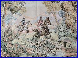 Tapestry Brit vintage antique wall hanging-An English Hunt-EUC