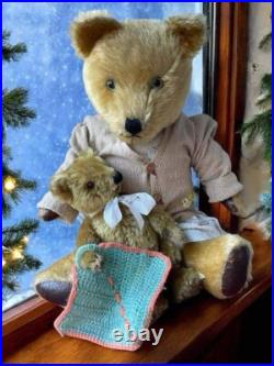 Teddy Bear Old Antique Blanky 12 c1940s Pedigree English Vintage Mohair Ted
