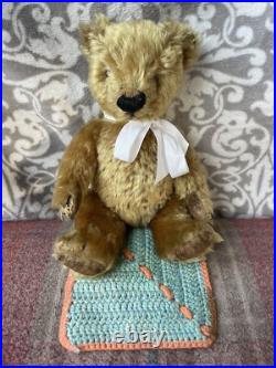 Teddy Bear Old Antique Blanky 12 c1940s Pedigree English Vintage Mohair Ted